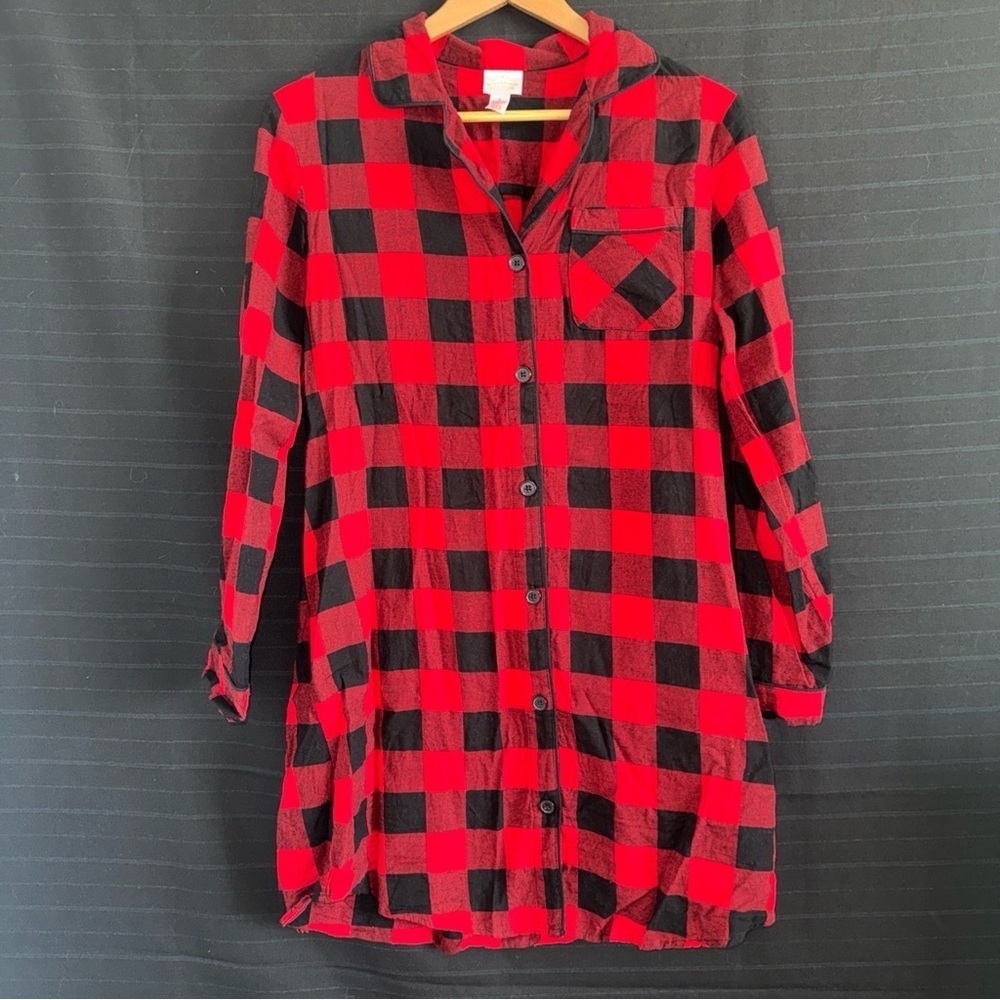 Wondershop womens Red Buffalo Plaid L/S Night gown Christmas Matching Pajama S